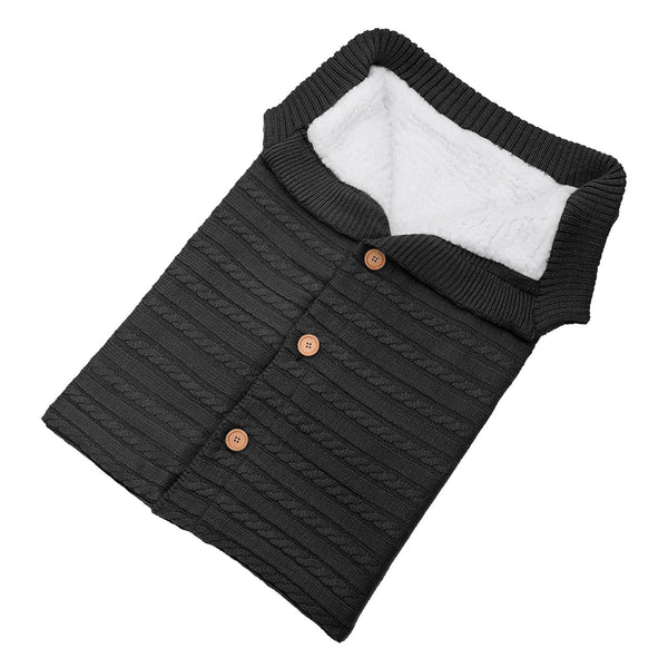 Unisex Baby Knit Swaddle Blanket Infant Nest Swaddle Newborn Cozy Fleece Nursery Sleeping Bag Wraps w/ Buttons