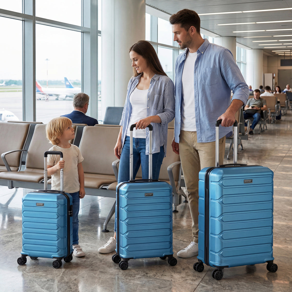 3-Piece Hardside Luggage Set Lightweight Hardside Suitcases with 8-Spinner Wheels
