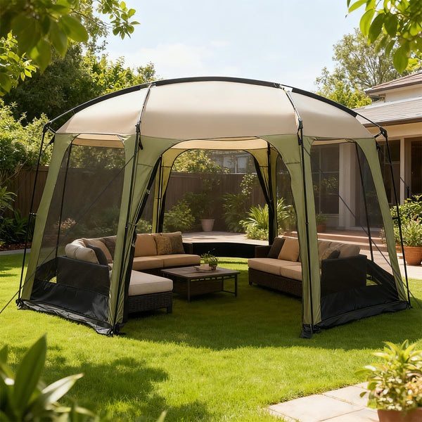 6-8 Person Netted Canopy Tent with Zippered Door
