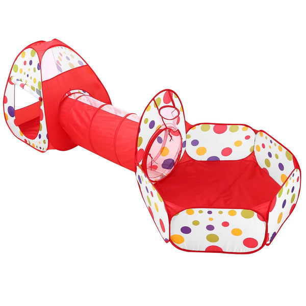 3 In 1 Child Crawl Tunnel Tent Kids Play Tent Ball Pit Set Foldable Children Play House Pop-up Kids Tent w/Storage Bag for Indoor Outdoor Travel Use