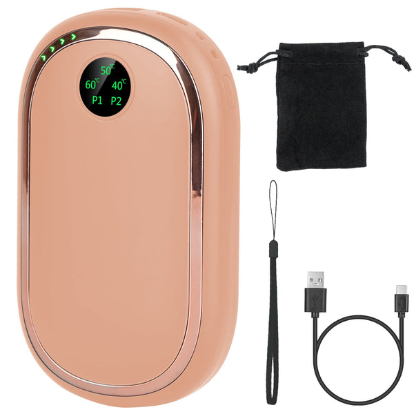 Rechargeable Hand Warmer Electric Hand Heater Portable Reusable Pocket Warmer Power Bank with Digital Display Sunset Light 3 Levels Double-sided Heati