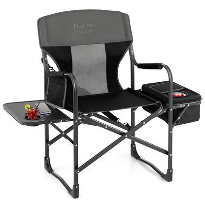 Folding Camping Directors Chair with Cooler Bag and Side Table