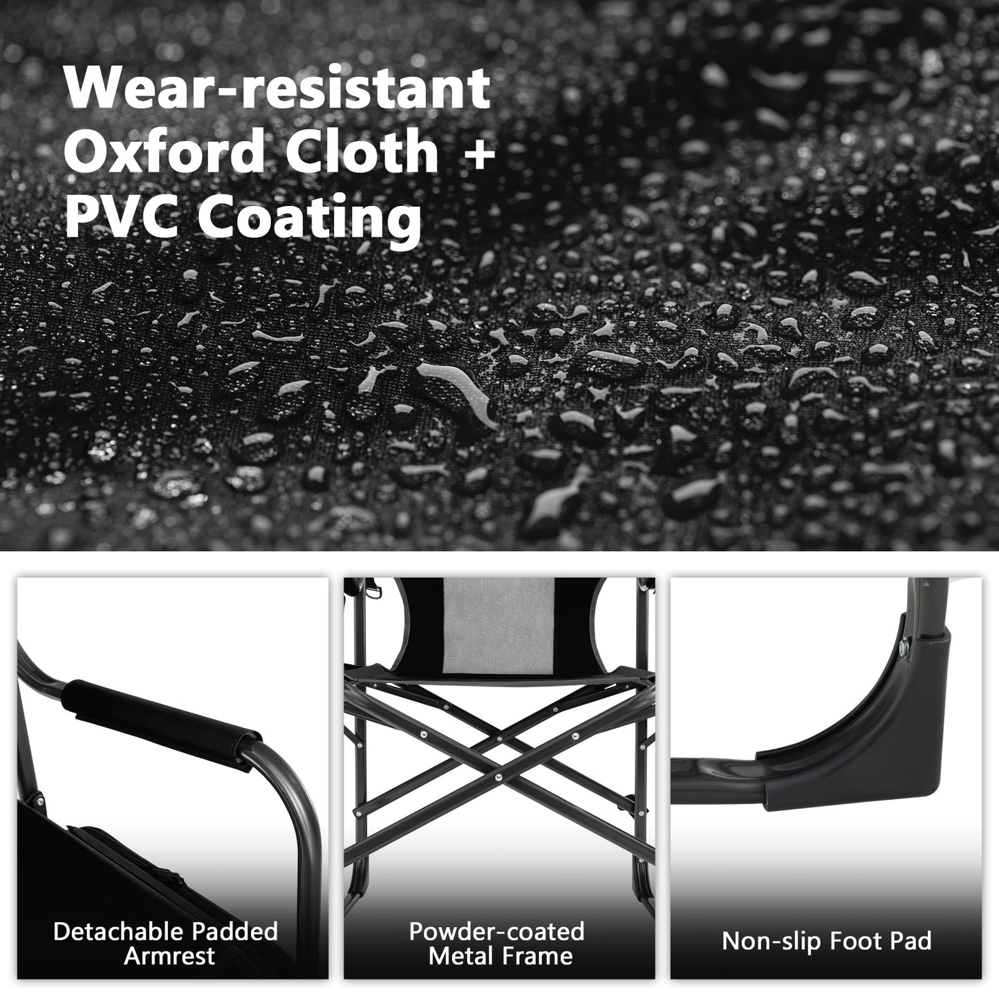 Folding Camping Directors Chair with Cooler Bag and Side Table