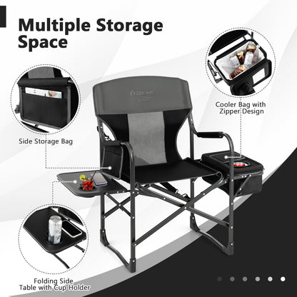 Folding Camping Directors Chair with Cooler Bag and Side Table