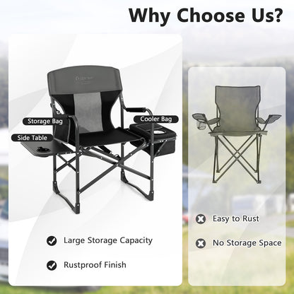 Folding Camping Directors Chair with Cooler Bag and Side Table