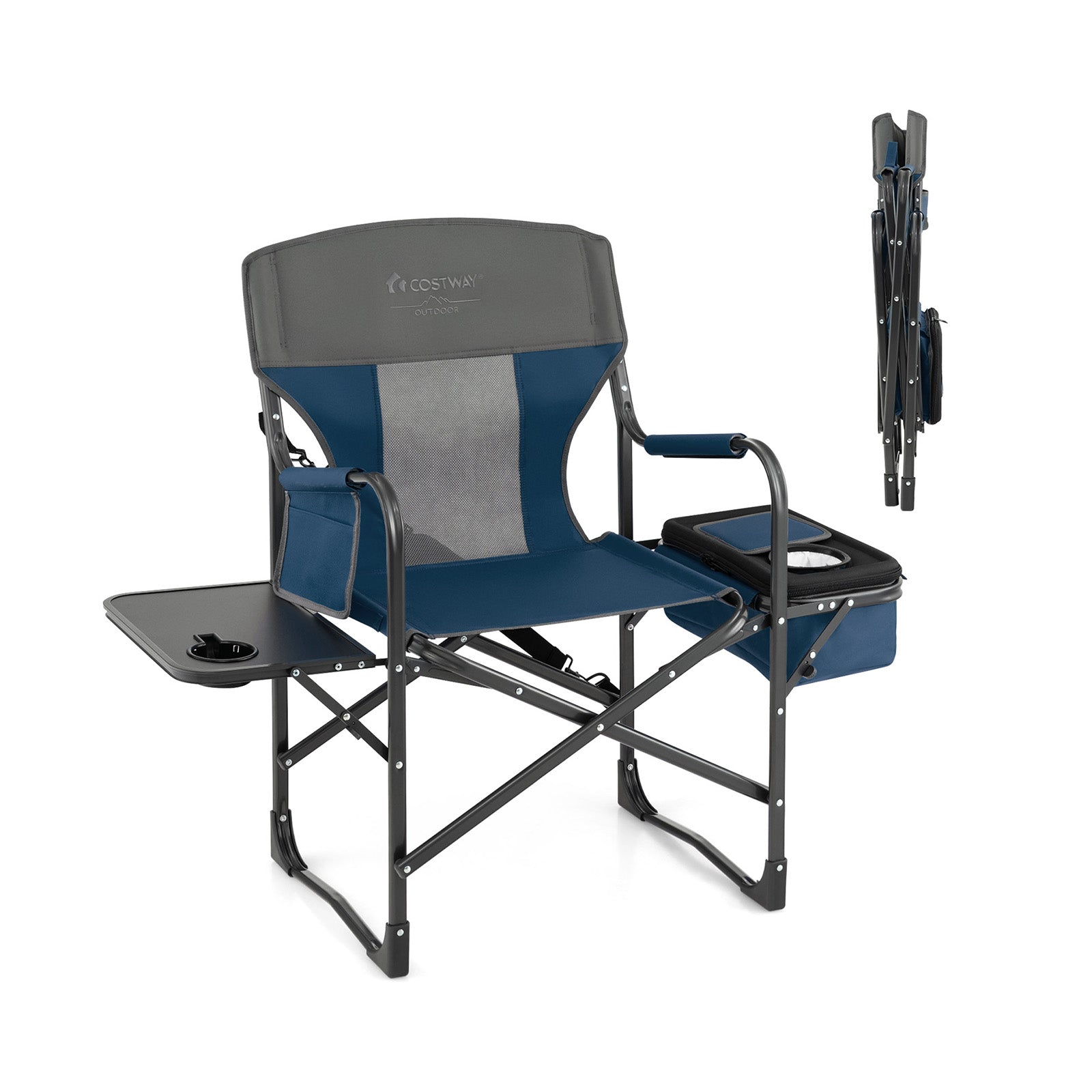 Folding Camping Directors Chair with Cooler Bag and Side Table