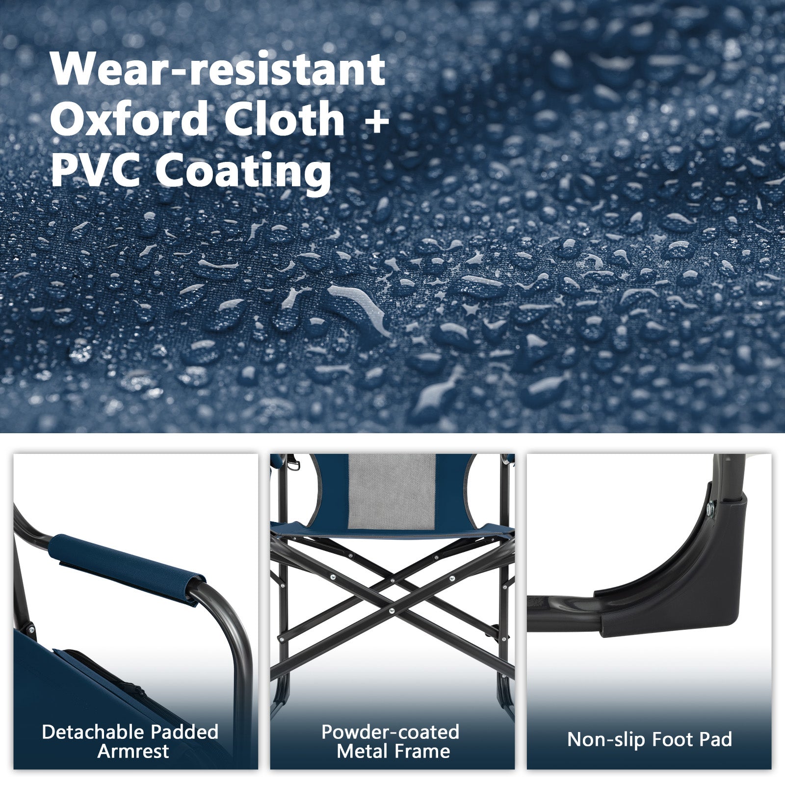 Folding Camping Directors Chair with Cooler Bag and Side Table