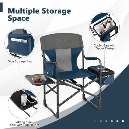 Folding Camping Directors Chair with Cooler Bag and Side Table