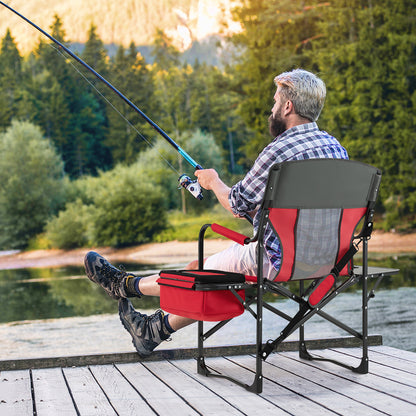 Folding Camping Directors Chair with Cooler Bag and Side Table