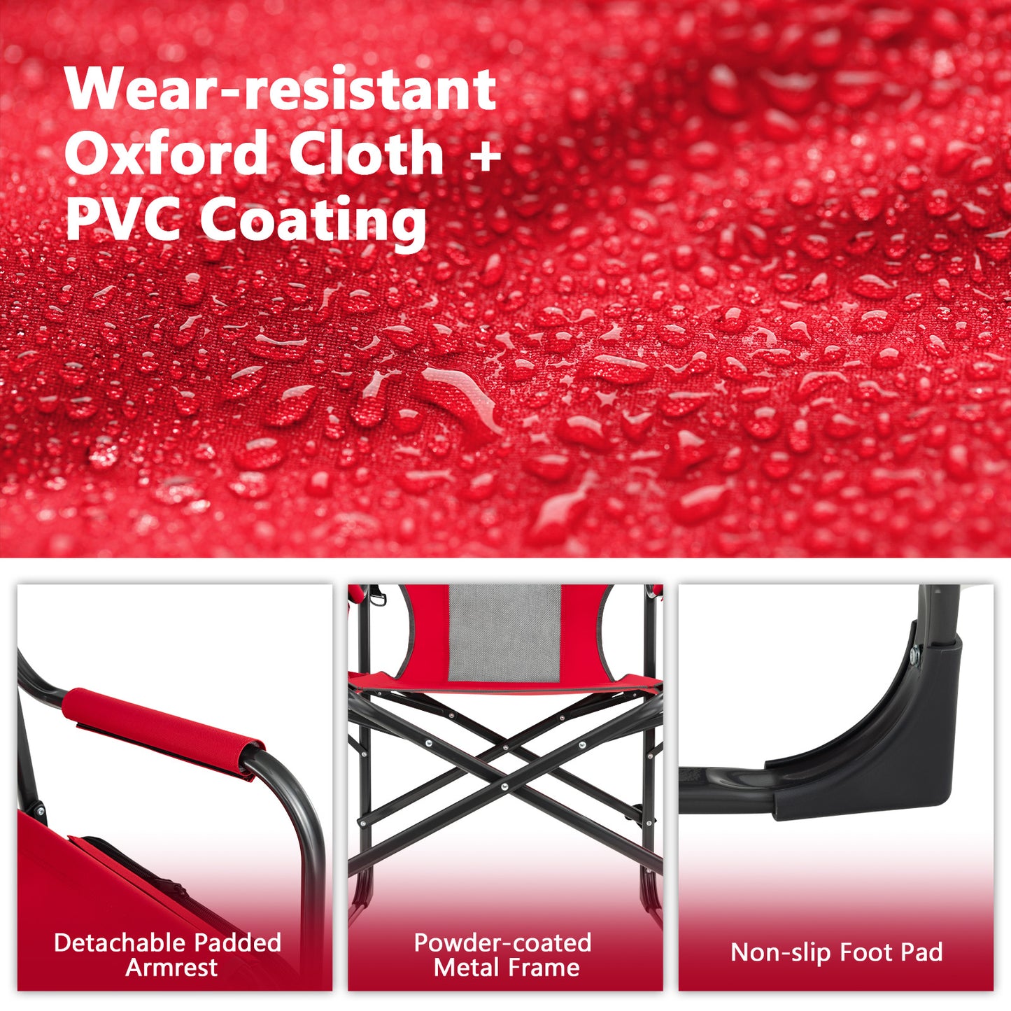 Folding Camping Directors Chair with Cooler Bag and Side Table