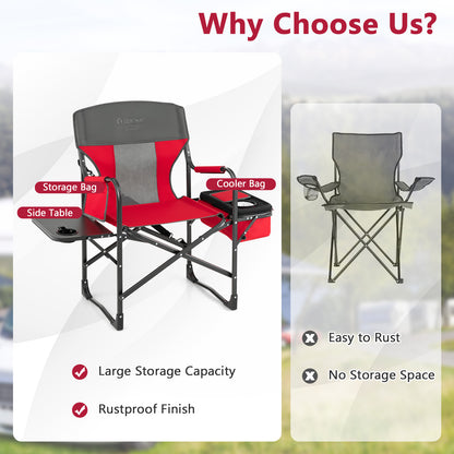 Folding Camping Directors Chair with Cooler Bag and Side Table