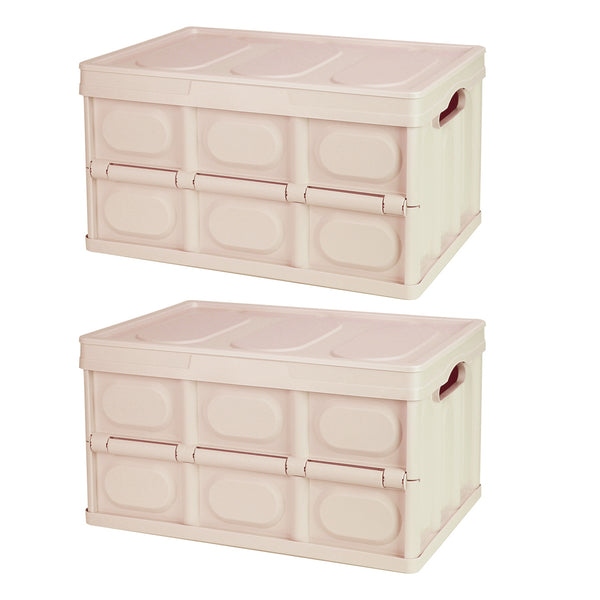 2Pcs 30L Collapsible Storage Bins With Dustproof Lid Waterproof Interior Bag Handle Stackable Storage Box Container Util
