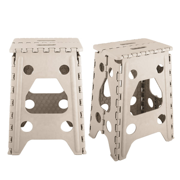 2 Pack 17.91In High Step Stool Folding Stepping Stool Lightweight Plastic Step Stool with Handle Non-slip for Kitchen Bathroom