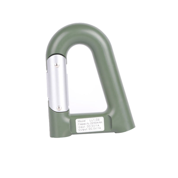 2200mAh Power Bank w/Emergency Flashlight Compass Carabiner-Shaped Hiking Camping Use