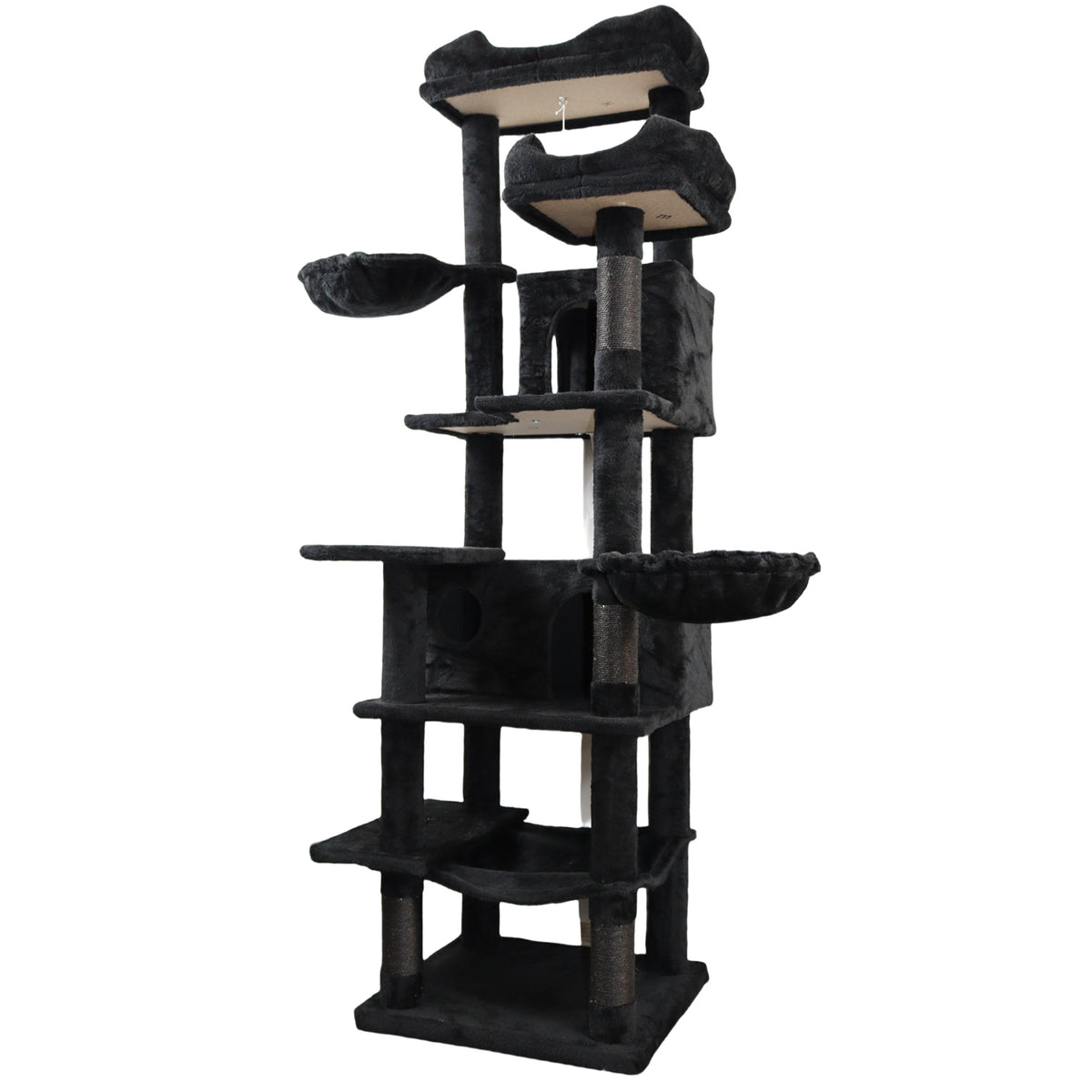 68in Multi-Level Cat Tree Tower with Hammocks, Cat Condo, Hanging Basket, Removable Cushions & Sisal Scratching Posts, P